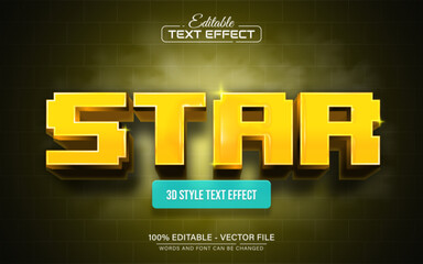 Canvas Print - Star yellow pixel 3d text effect editable