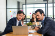© Art_Photo - Group of creative asian business meeting and discussing strategy startup project analysis finance process.Success asian business work plan and brainstorm marketing idea with laptop in office.Teamwork.