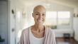 © Cosmic Edge - Brave Woman Battling Cancer, Patient Smiling in the Face of Hope, World Cancer Day