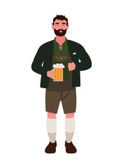 Canvas Print - germany man with beer and lederhosen