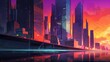 drawn bright city of the future in cyberpunk style, Generative AI 