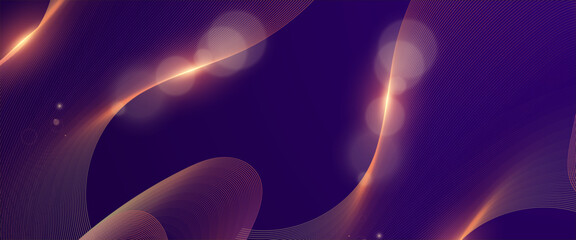 Wall Mural - Purple violet and orange vector glowing tech line modern abstract background. Abstract background with flowing particles. Digital future technology concept. Vector illustration.