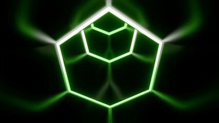 Poster - Animation in moving tunnel with hexagonal glowing lines. Design. Movement in rotating cyber tunnel with neon lines. Dark cyber tunnel with hexagonal neon lines