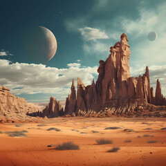 Wall Mural - A surreal desert landscape with towering rock formations