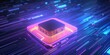 3d rendering of microchip and neon light, Generative AI 