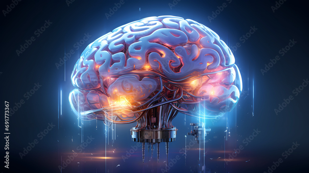 Artificial intelligence technology. Futuristic rendering of a human ...