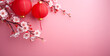 cherry blossom and red paper lantern for chinese new year