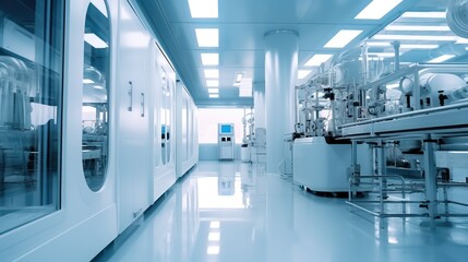 Leinwandbilder - Large scale chemical production in controlled sterile conditions, Pharmaceutical clean room. Generative AI.