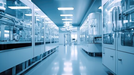 Leinwandbilder - Large scale chemical production in controlled sterile conditions, Pharmaceutical clean room. Generative AI.