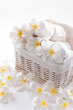 Fototapeta Kuchnia - Wellness decoration, spa massage setting on white background 