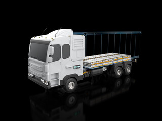 Wall Mural - Ev logistic trailer truck or electric vehicle lorry with pack of battery cells module