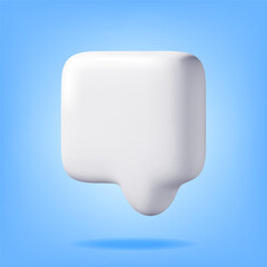 Fototapete - 3D White Blank Speech Bubble Isolated. Rendering Chat Balloon Pin. Notification Shape Mockup. Communication, Web, Social Network Media, App Button. Realistic Vector Illustration