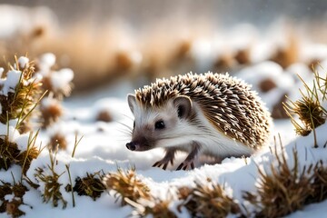 Wall Mural - hedgehog in the snow