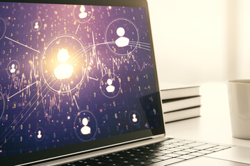 Aufkleber - Modern computer screen with social network media concept. 3D Rendering