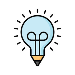 Canvas Print - Light bulb with pencil denoting concept icon of creative writing, customizable design