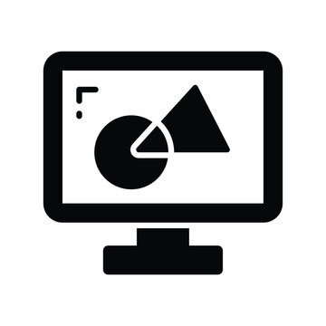 Design inside monitor showing concept icon of digital art in flat style