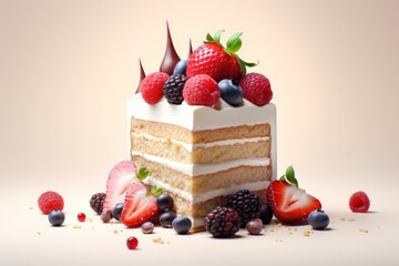 Wall Mural - A delectable, cake adorned with fresh berries, a sweet and beautiful centerpiece.