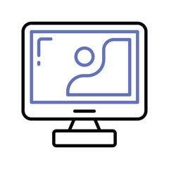 Fototapete - design inside monitor showing concept icon of digital art in flat style