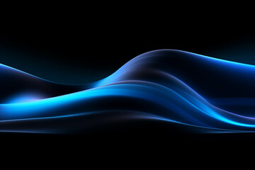 Wall Mural - curved blue neon light wave.