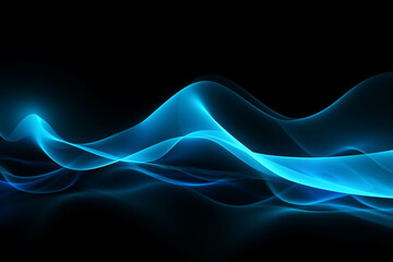 Wall Mural - curved blue neon light wave.