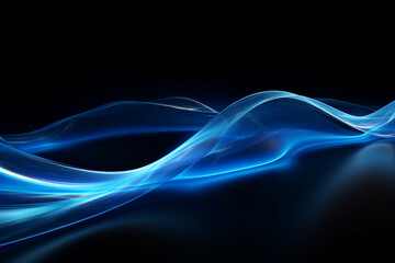 Wall Mural - curved blue neon light wave.