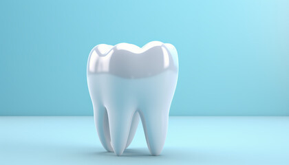 Wall Mural - White tooth. Minimalistic design for advertising a dental clinic