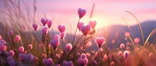 Light Pink Flowers Valentine's Day Concept The Beauty Of Pink Flowers Conveys Love. Generative AI
