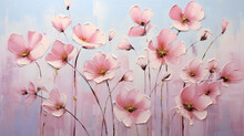 Thick Floral Pink Flowers Art Work 