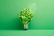 © Snap Chapters - Green crumpled paper light bulb on green background, Corporate Social Responsibility (CSR), eco-friendly business and environmental concept, Generative AI