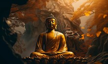 Gautam Buddha Meditating. Deep Meditation, Generative AI