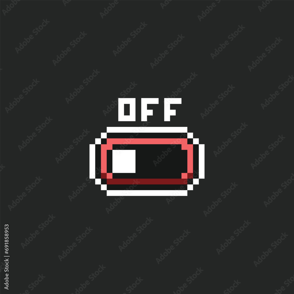 Off Button Pixel this is off button icon in pixel art with simple color and black ...