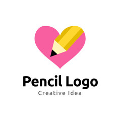 Poster - Creative pencil logo design vector template