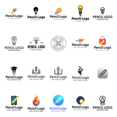 Poster - Set of Creative pencil logo design vector template