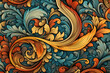 Abstract background with natural forms such as the sinuous curves of plants and flowers, art nouveau style wallpaper