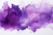 Generative AI Image Of Abstract Art With Purple Watercolor Ink On White Background