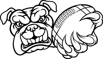 Poster - Bulldog Dog American Football Ball Sports Mascot