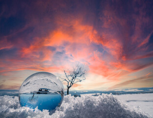 Wall Mural - romantic winter landscape in a glass ball