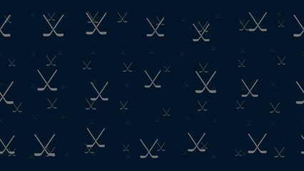 Poster - hockey symbols float horizontally from left to right. parallax fly effect. floating symbols are loca