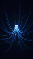 Poster - Glowing neon hanging lines, 3d rendering.