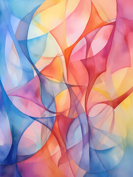A Dynamic Abstract Watercolor An Original Painting, a colorful art of a rainbow.