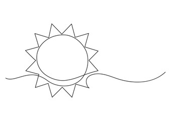 Wall Mural - Sun. Continuous line drawing.