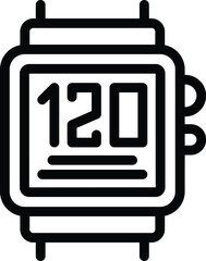 Canvas Print - Jog recorder tool icon outline vector. Smart pedometer band. Recording walked distance