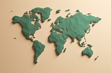 3d world map on beige background. generative ai.