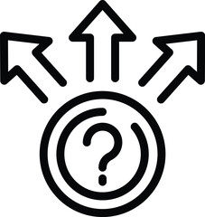 Sticker - Problem solving options icon outline vector. Choosing effective resolution. Question with multiple answers