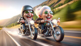 Fototapeta  - Seniors Enjoying a Motorcycle Ride. Generative AI