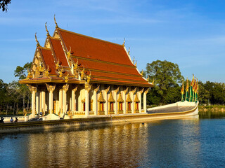 Wall Mural - Wat Sa Prasan Suk or Wat Ban Na Muang boat temple in Ubon, Thailand