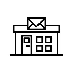 Wall Mural - Post Office icon. city town postman office to send and receive post mail to any postal address with mailbox service. post office building to deliver postage package parcel by courier symbol in vector