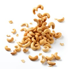 Wall Mural - Falling cashew nuts isolated on white background