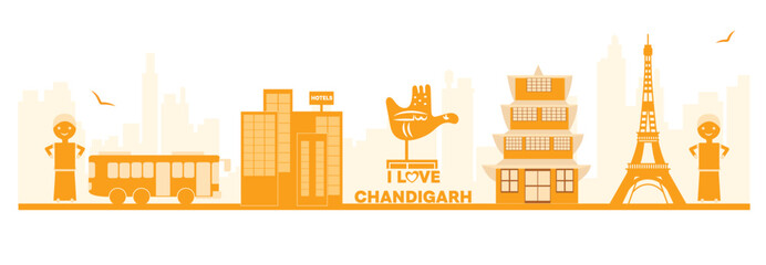 Vector illustration Chandigarh Skyline panorama editable template 