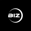 BIZ letter logo design with black background in illustrator, cube logo, vector logo, modern alphabet font overlap style. calligraphy designs for logo, Poster, Invitation, etc.